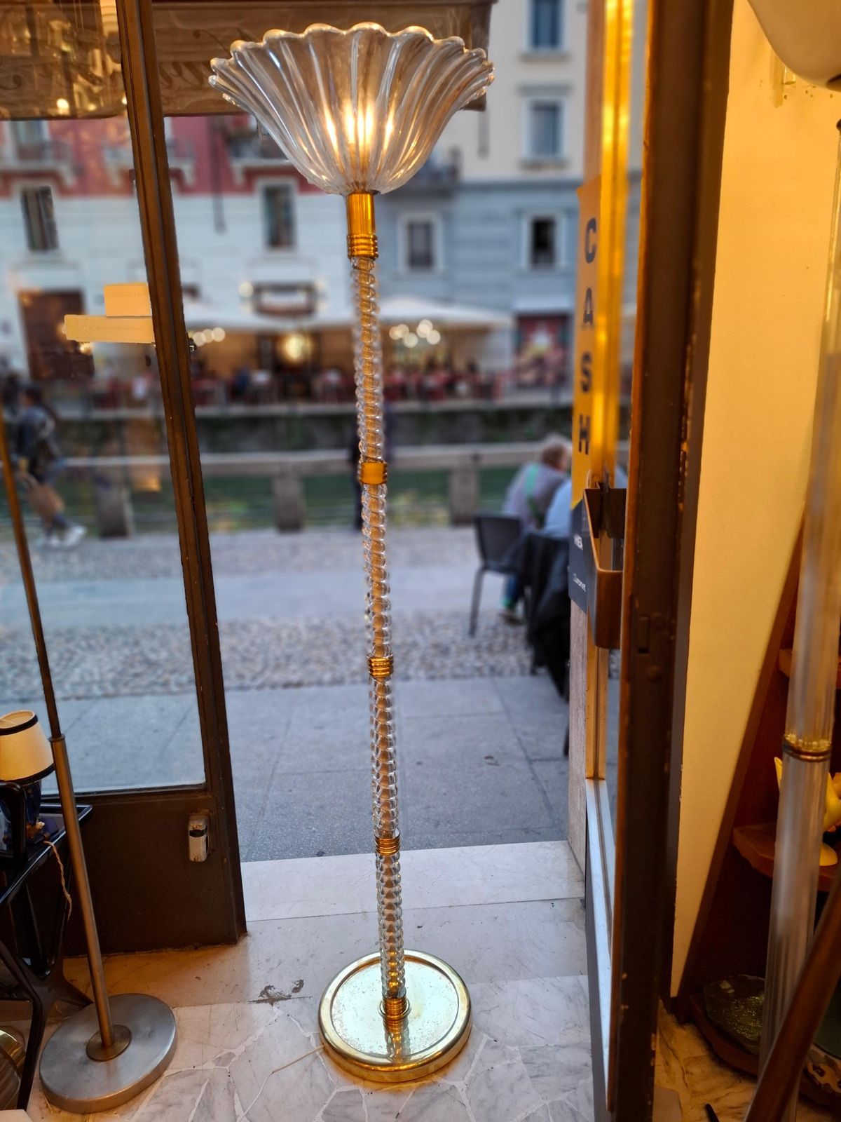 photo for sale Seguso Lampada Da Terra Vetro Di Murano Ottone 1950 Italy
