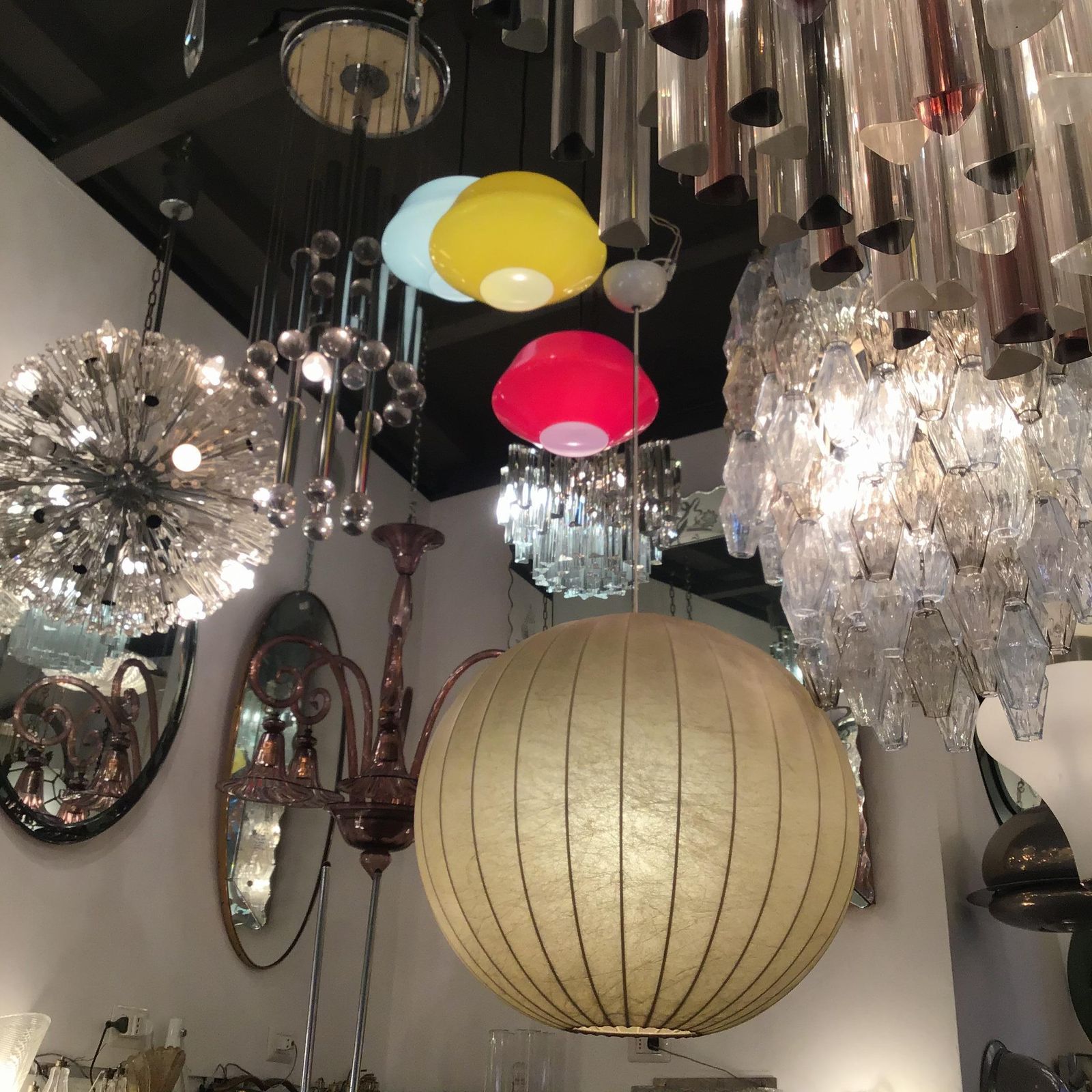 Flos Achille And Piergiacomo Castiglioni Chandelier Cocoon Metal 1960 Italy photo for sale