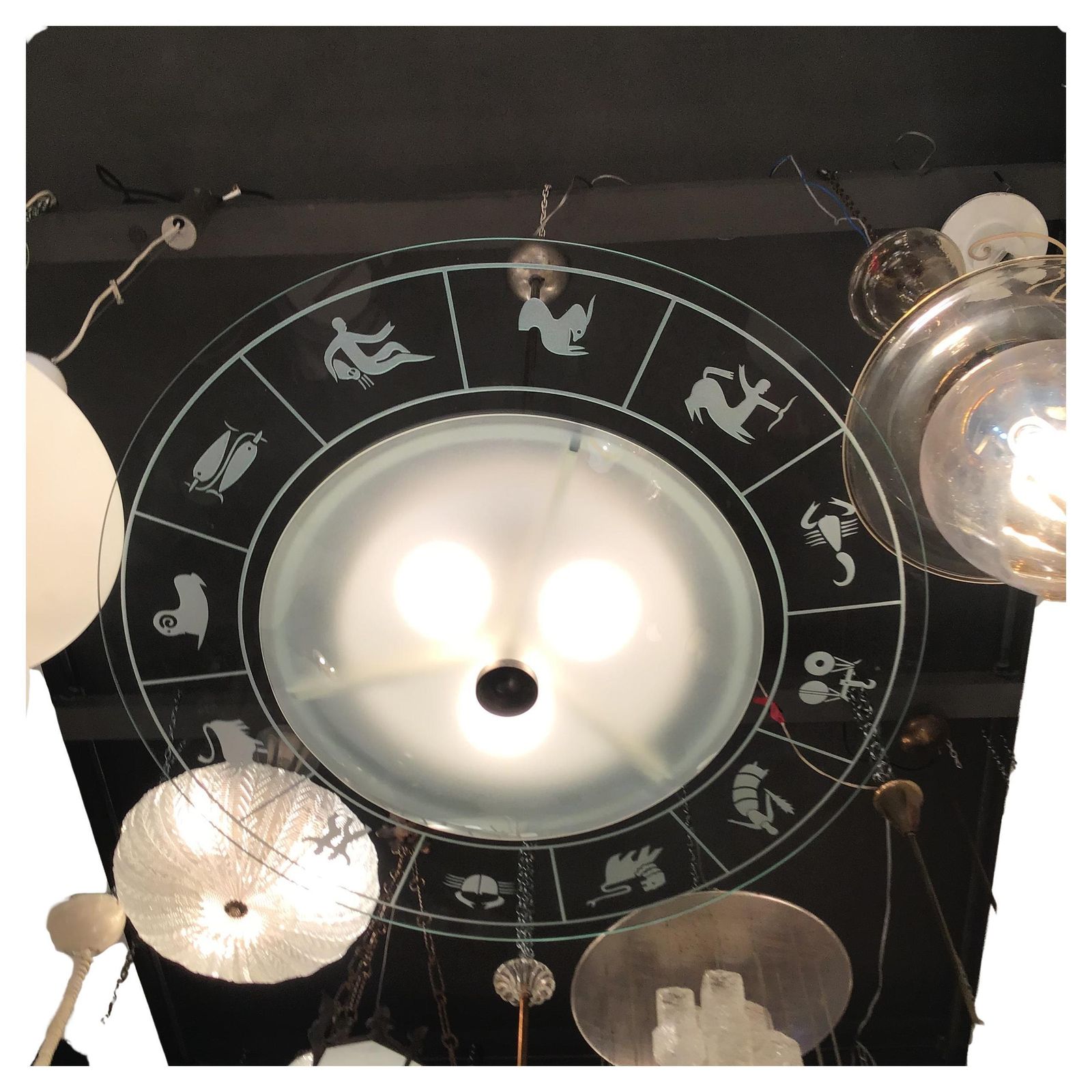 Fontana Arte Zodiac Chandelier Glass Metal Crome 1950 Italy