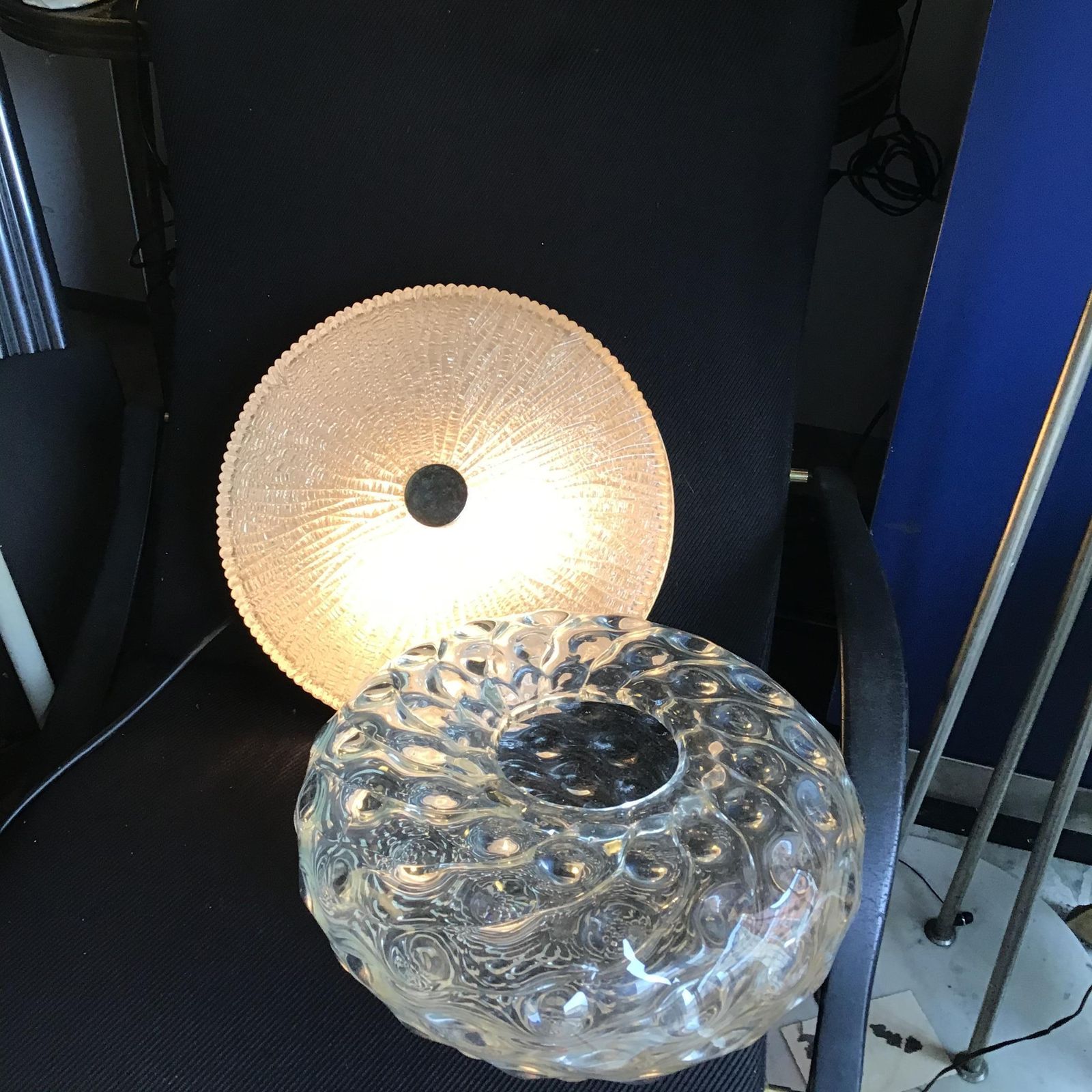 Venini Toni Zuccheri Ceiling Lamp/Appliques Murano Glass Metal Crome 1950 Italy photo furniture