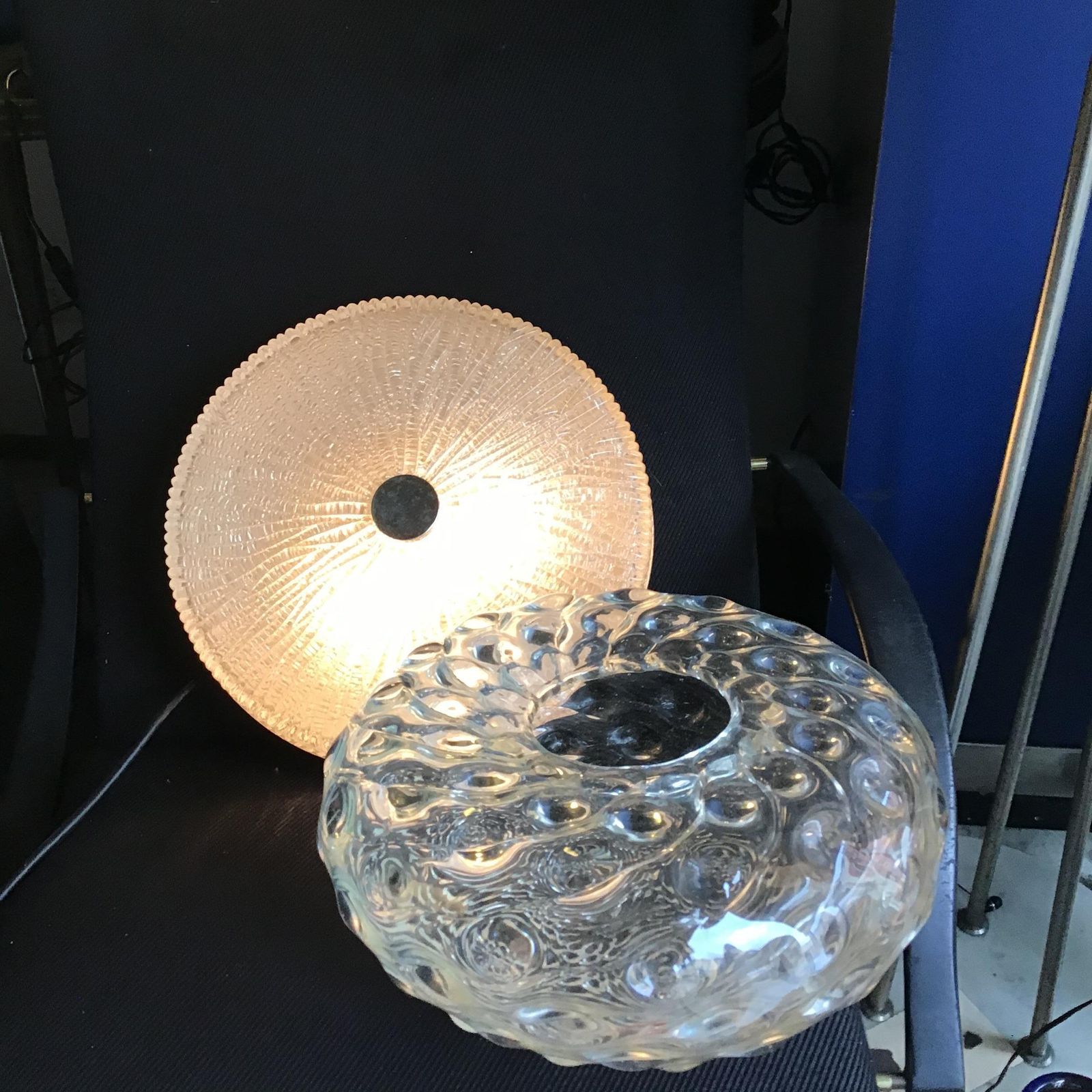 Venini Toni Zuccheri Ceiling Lamp/Appliques Murano Glass Metal Crome 1950 Italy photo vinterior