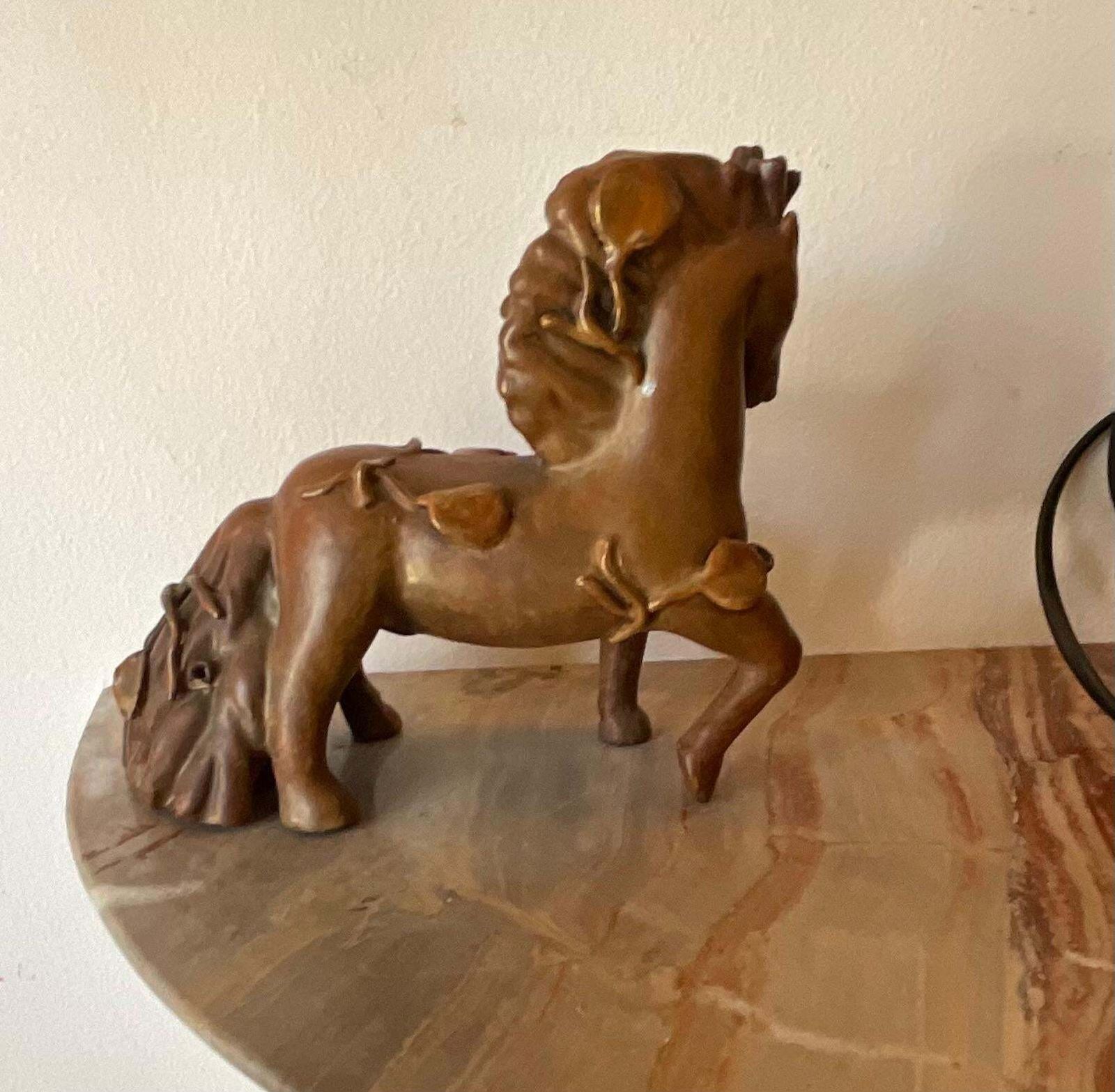 Pietro Melandri   Cavallino In Ceramica Foglie In Rilievo Smaltate   Italia 1960 photo buy