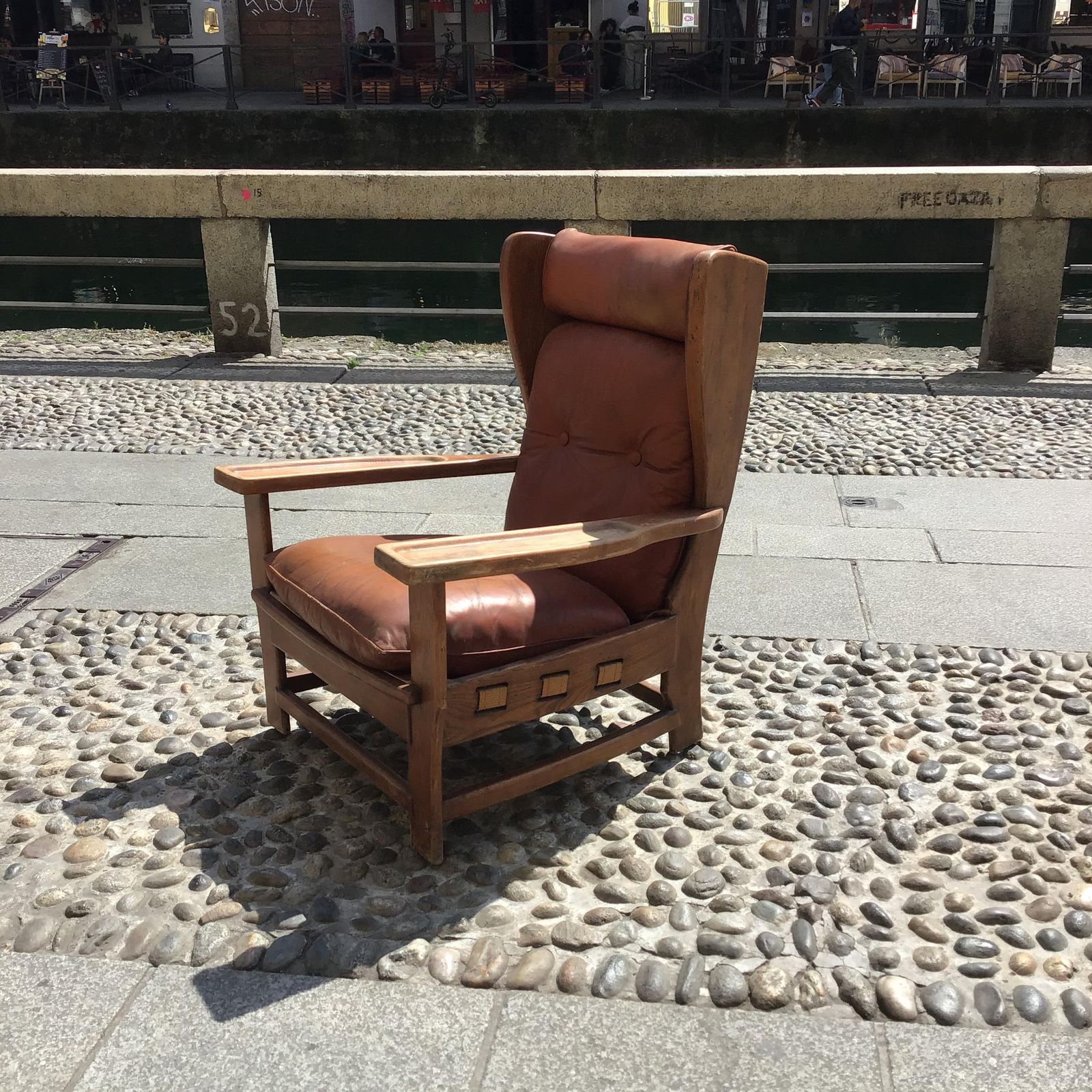 Percival Lafer "Stile" Armchair Wood Leather Iron 1960 Italy photo for sale