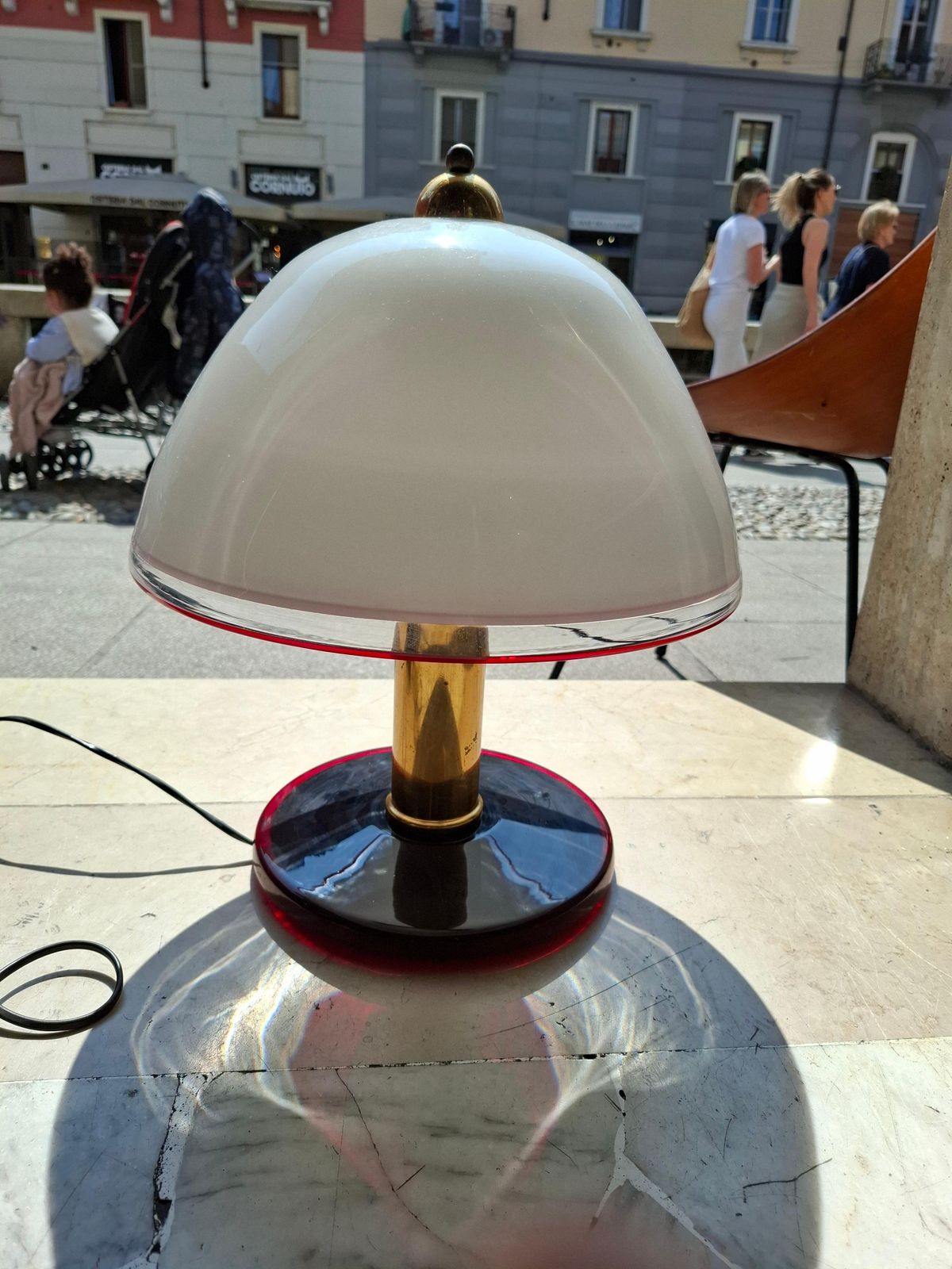 Toso/Leucos Murano Glass And Brass Table Lamp   1970 Italy. photo for sale