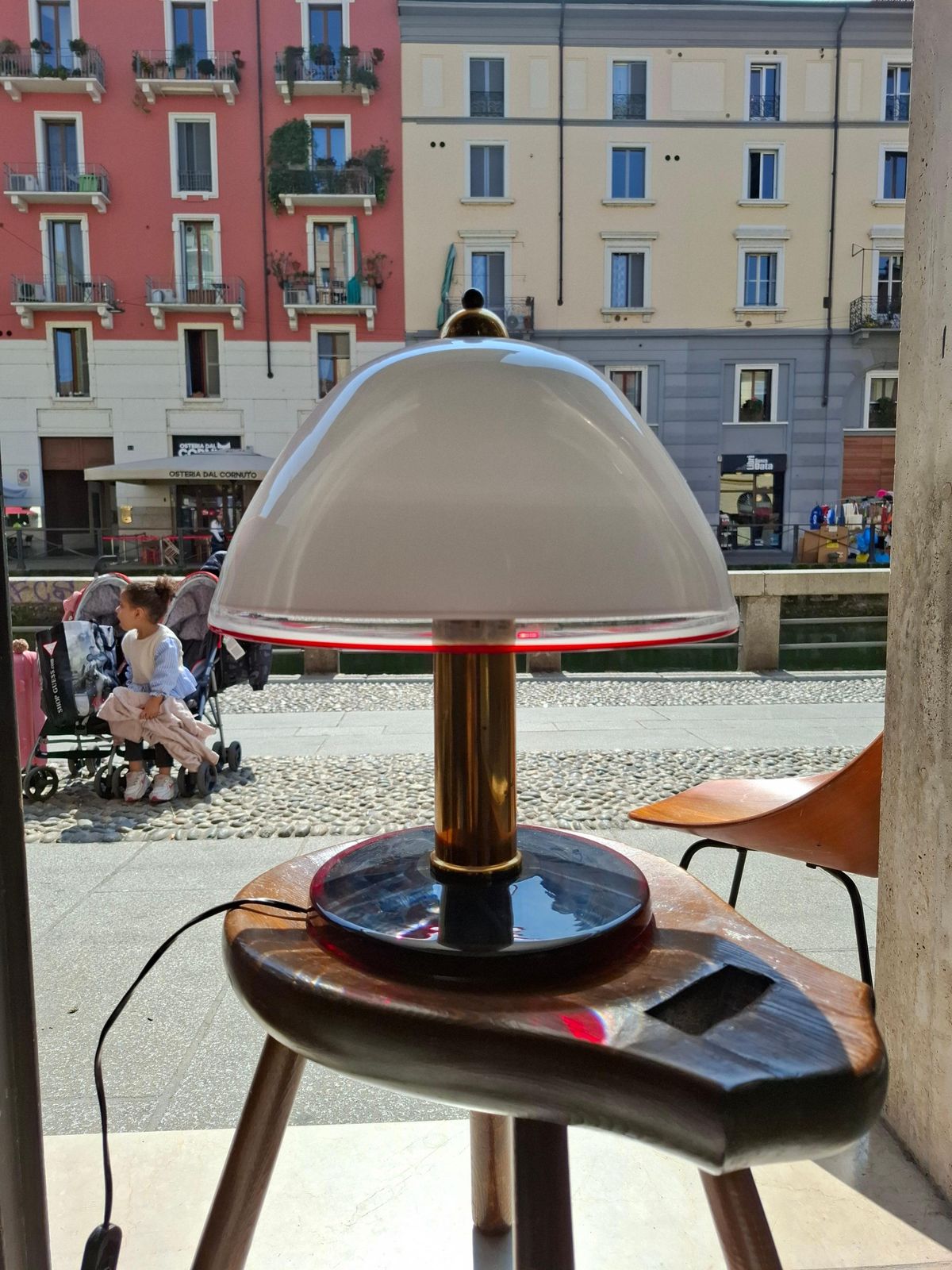 Lighting Toso/Leucos Murano Glass And Brass Table Lamp   1970 Italy. photo