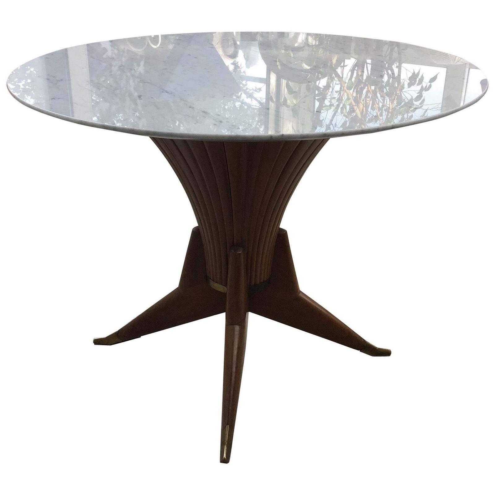 Dining Table Wood Marble Brass Style Of Ico Parisi 1950 Italy