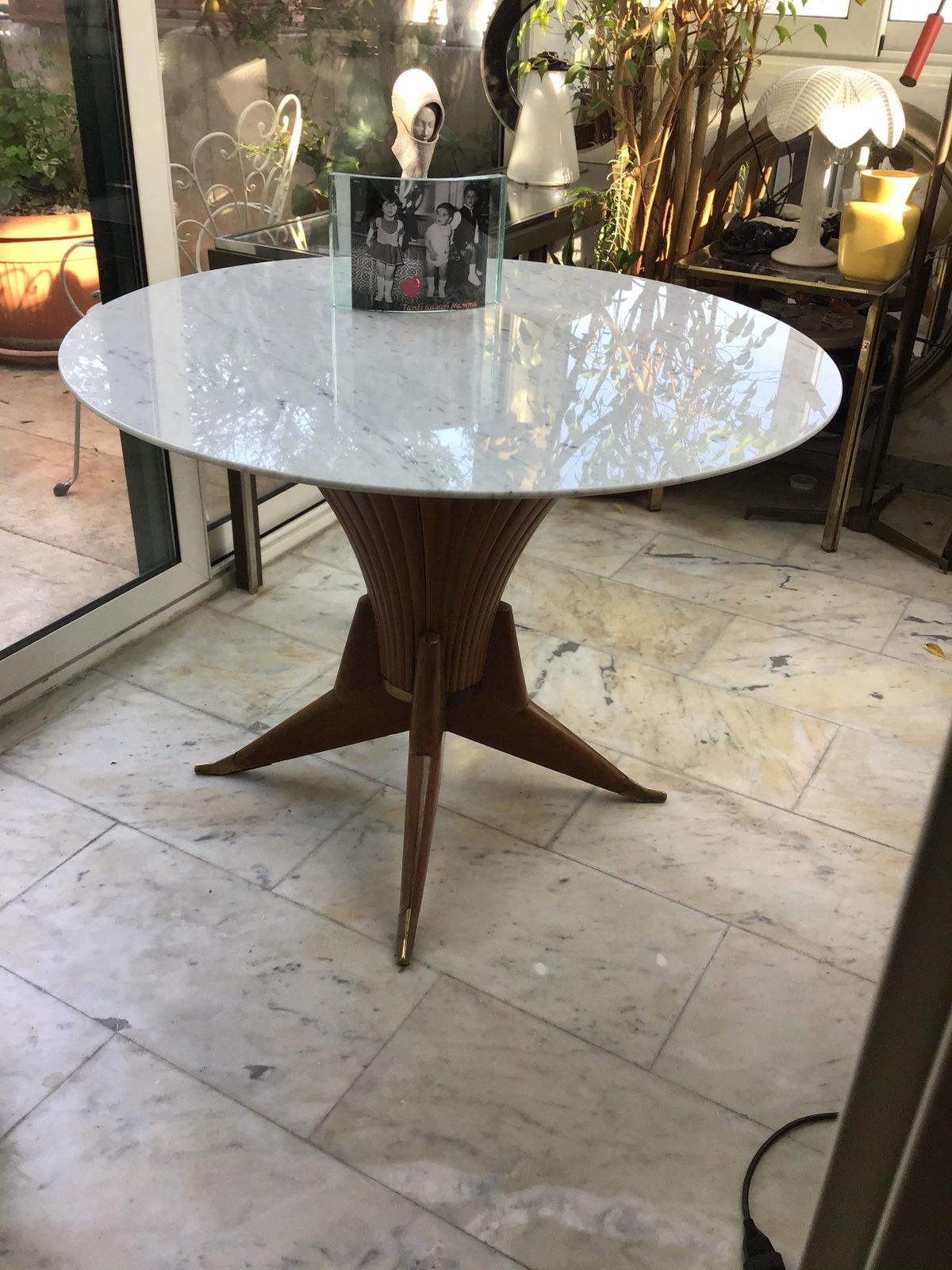 photo buy Dining Table Wood Marble Brass Style Of Ico Parisi 1950 Italy