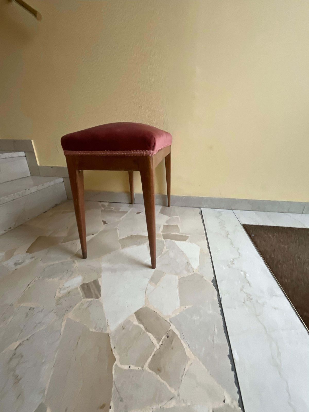 Giio Ponti   Walnut Bench, Pink Velvet   Made In Italy 1940s photo vinterior