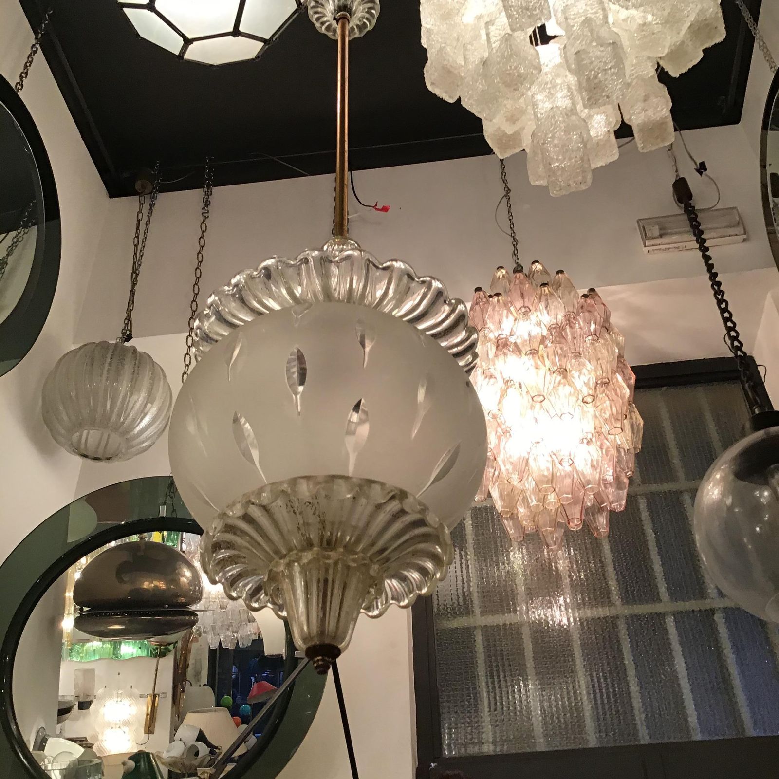 Seguso Chandelier Murano Glass Gold Brass 1940 Italy photo vinterior