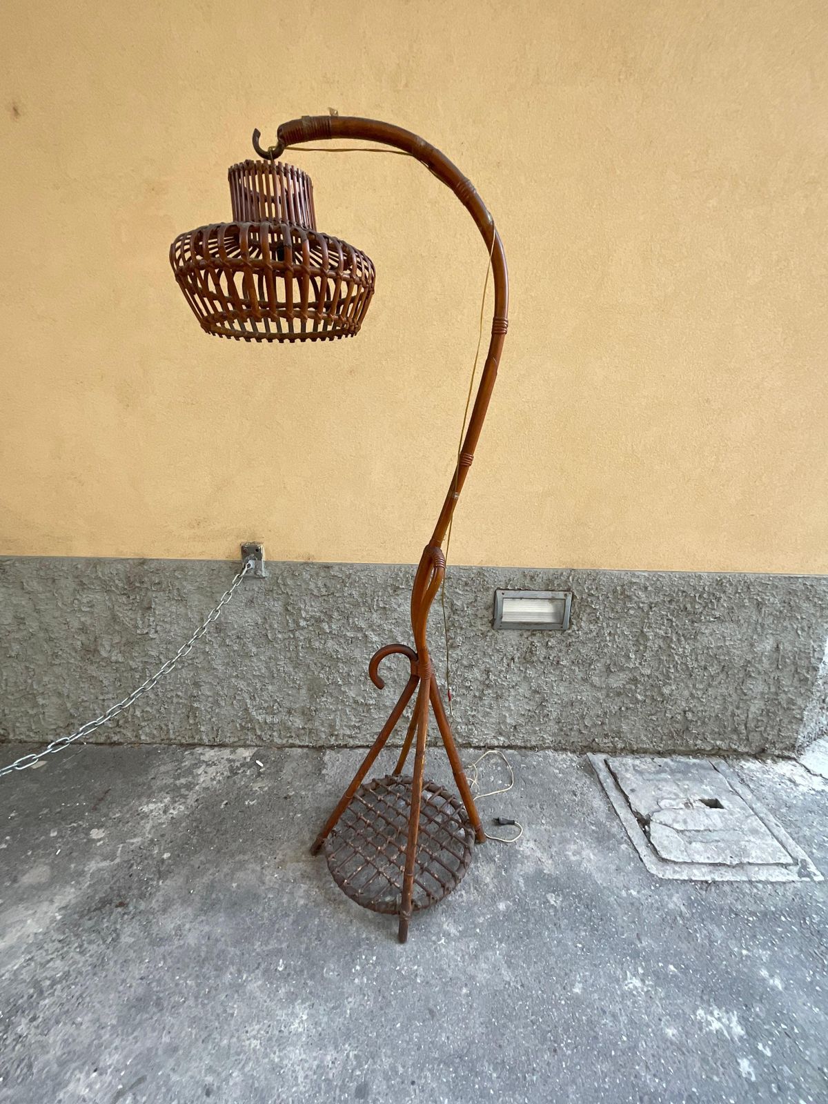 photo for sale Bamboo And Wicker Lamp   Made In Italy   1960s