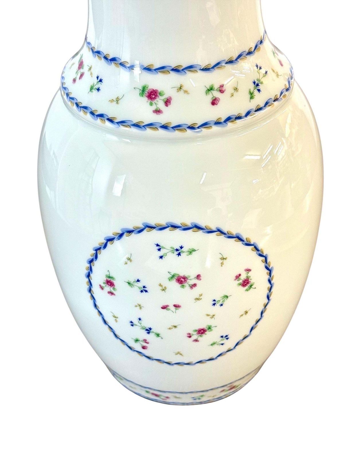 photo for sale Limoges Porcelain Vase, Comte D'artois Bleu Pattern, 18th Century Design