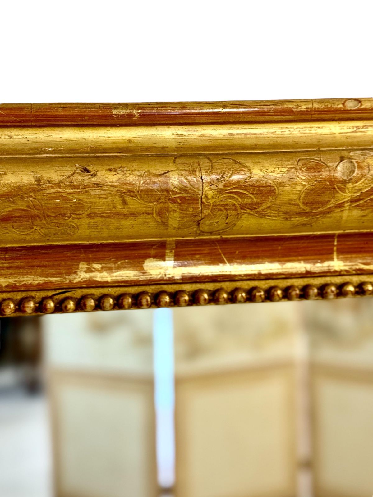 19th Century Louis Philippe Giltwood Mirror With Floral Details photo Home Decor