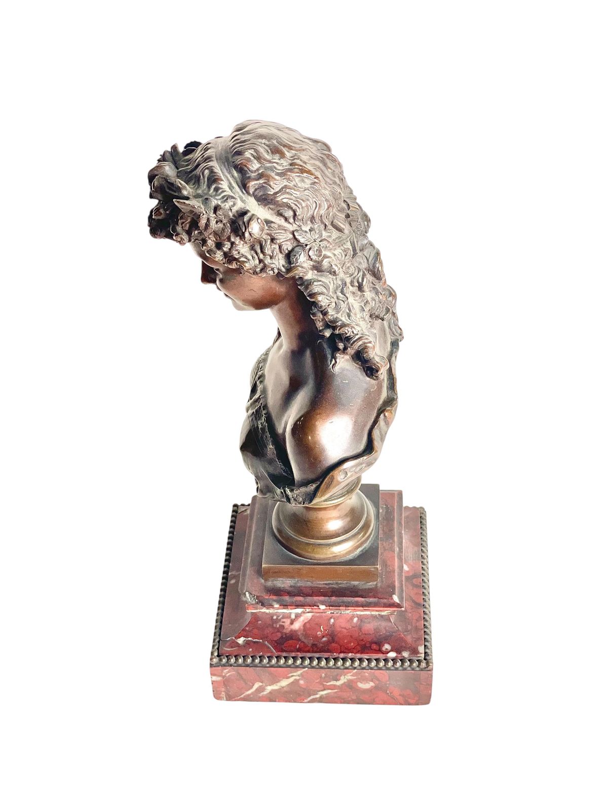 photo buy 19th Century Bronze Bust By Mathurin Moreau On Griotte Marble Base