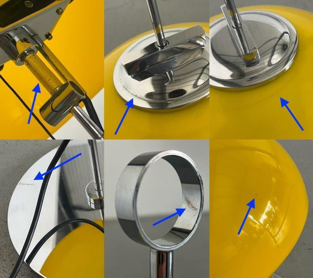 Lighting Vintage Space Age Desk Lamp In Yellow Plastic In Style Of Harvey Guzzini, Italy photo