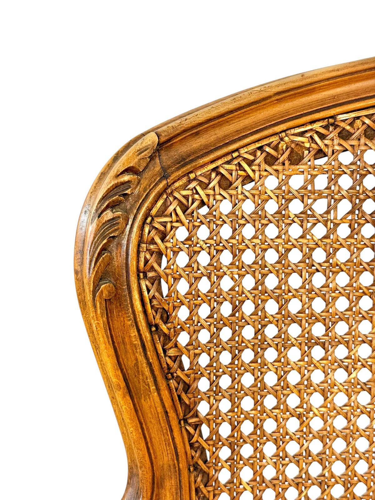 Louis XV Style Caned Armchair In Walnut, France Late 19th Century photo vintage