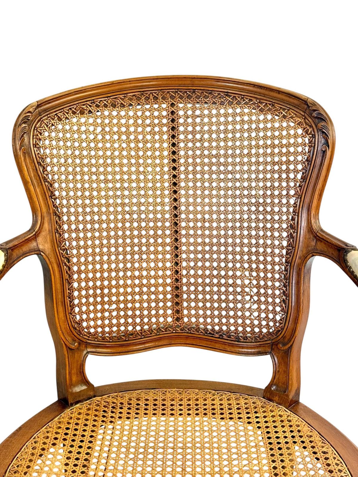 1468.0 Louis XV Style Caned Armchair In Walnut, France Late 19th Century photo