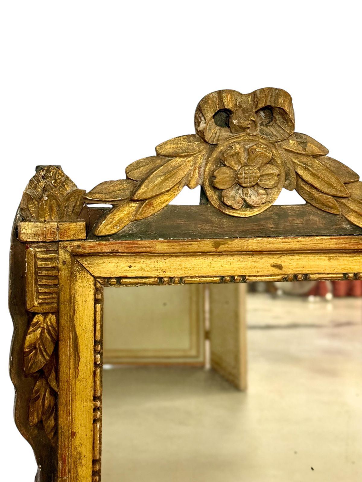 19th Century French Neoclassical Giltwood Wall Mirror With Crest photo Home Decor