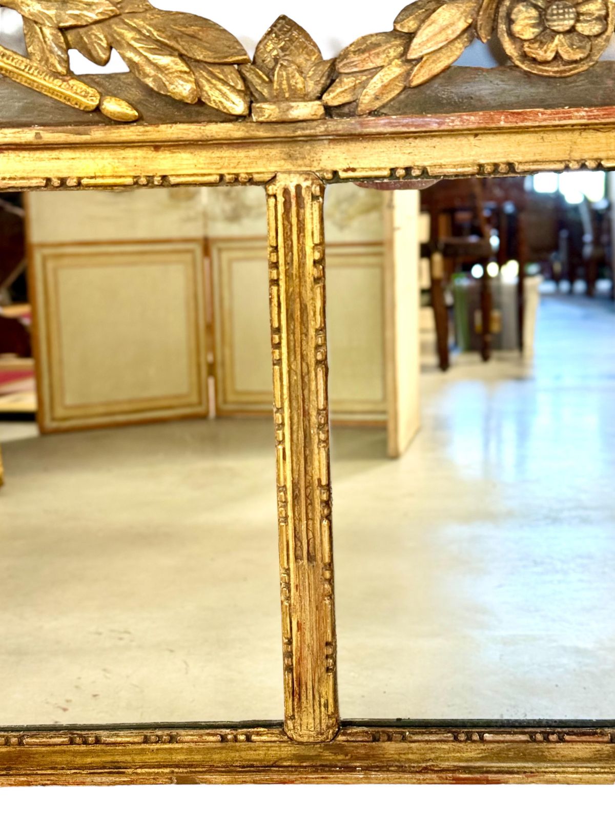 19th Century French Neoclassical Giltwood Wall Mirror With Crest photo vinterior