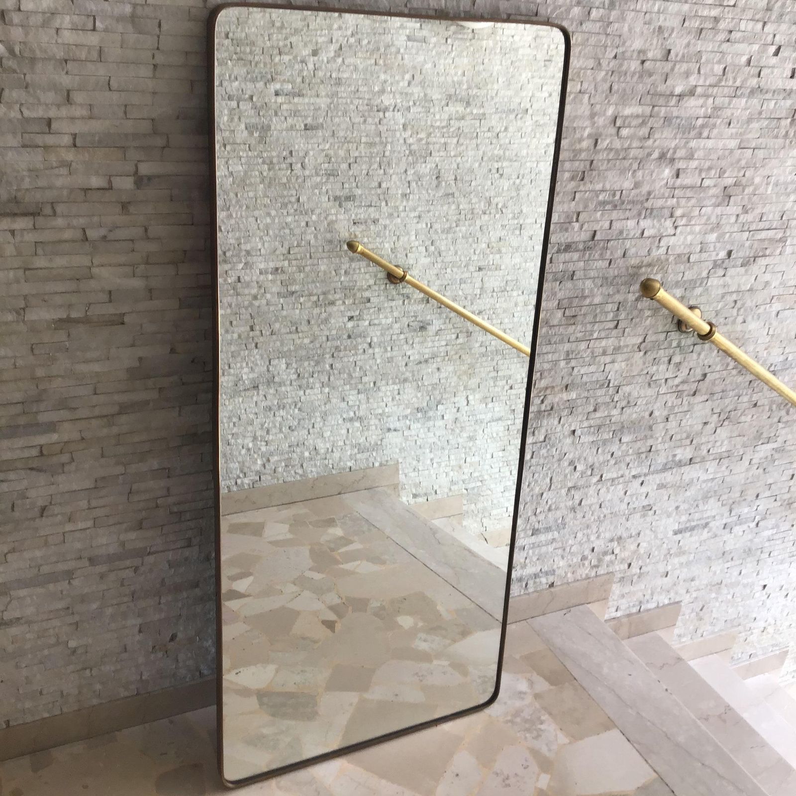 6636.0 Fontana Arte Mirror Brass Wood Glass 1940 Italy photo
