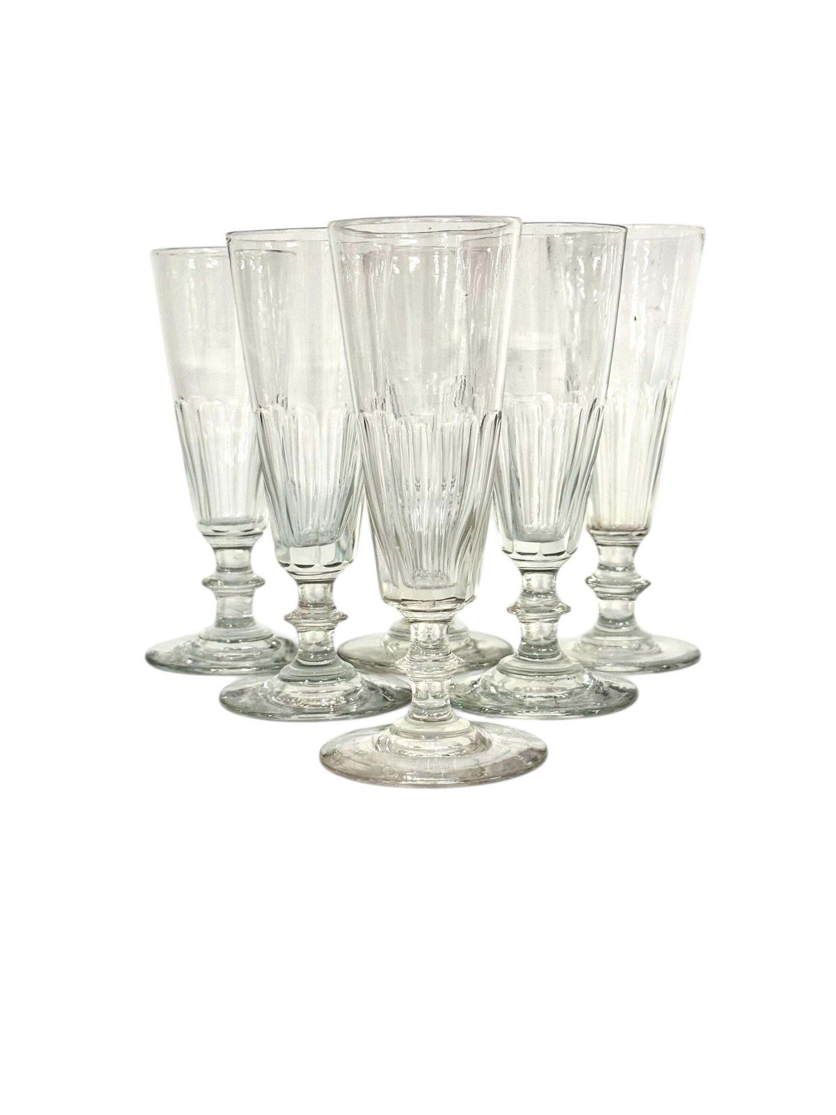 6 Champagne Crystal Glasses, Attributed To Baccarat, Circa 1850 photo furniture