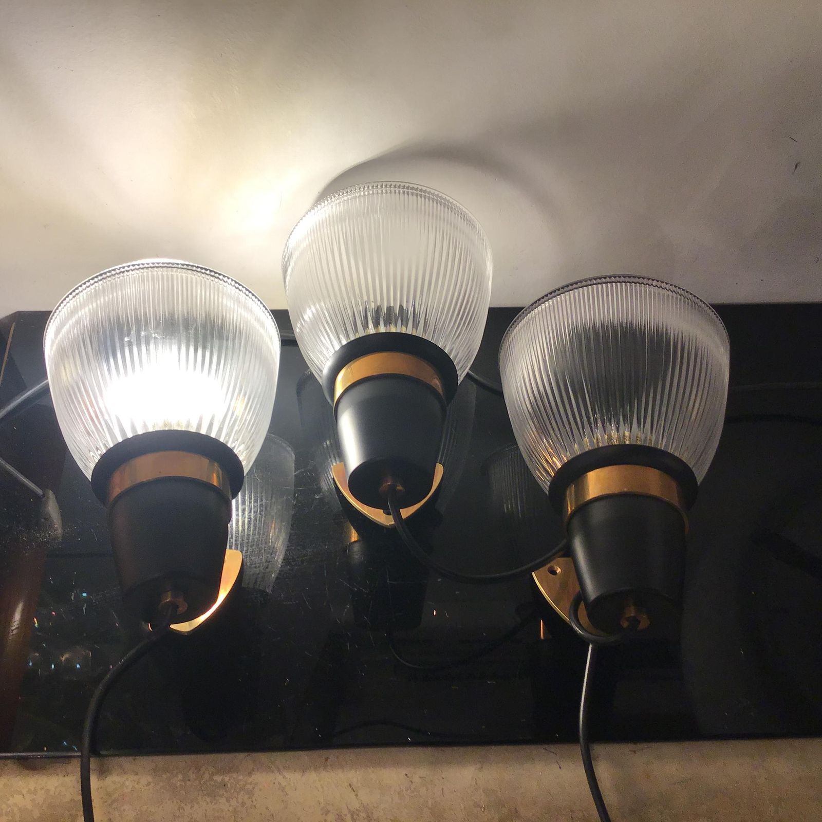 photo furniture Azucena Sconces Brass Glass Metal 1950 Italy