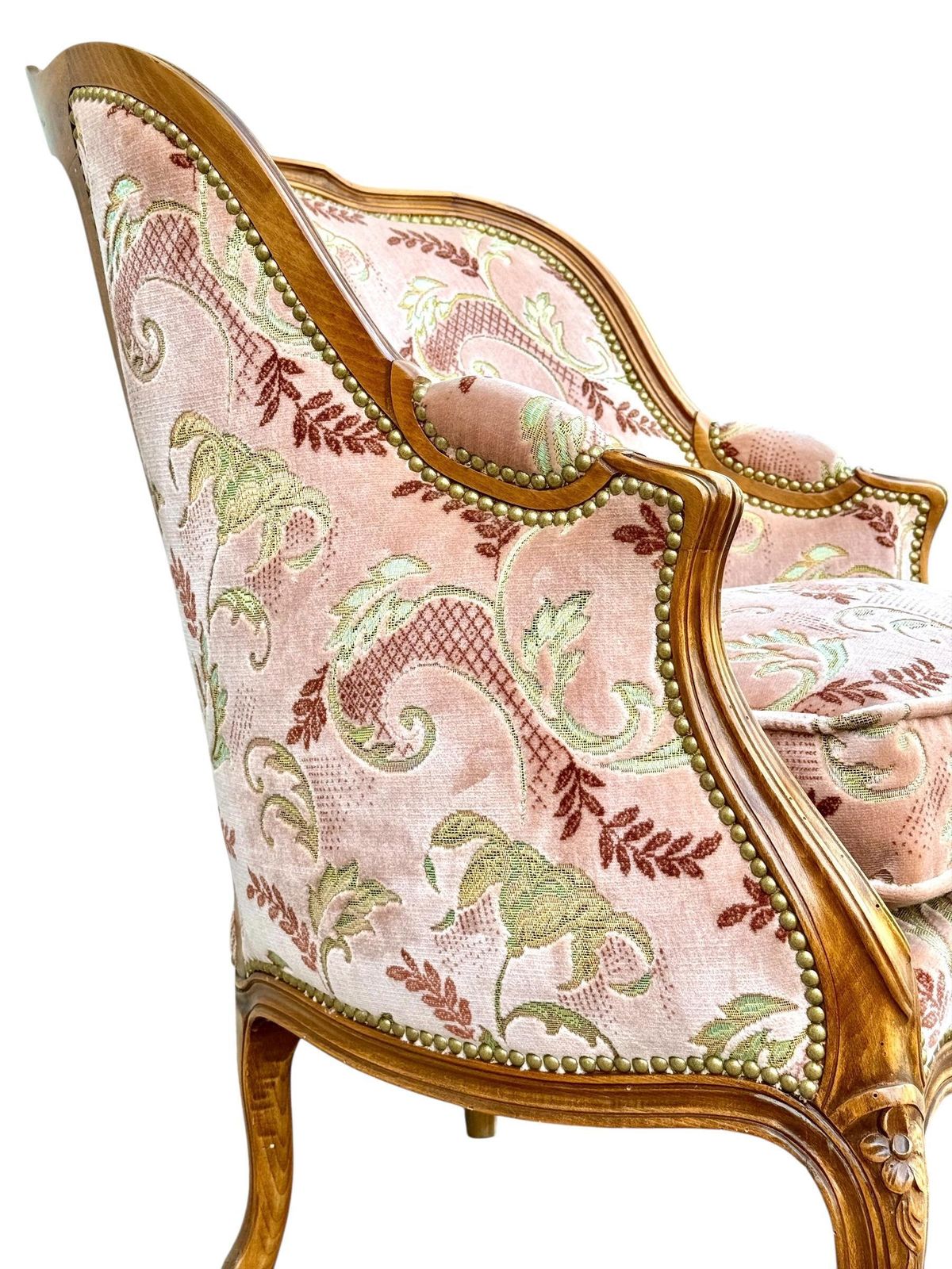Furniture Louis XV Walnut Bergère Chair, Late 19th Century photo
