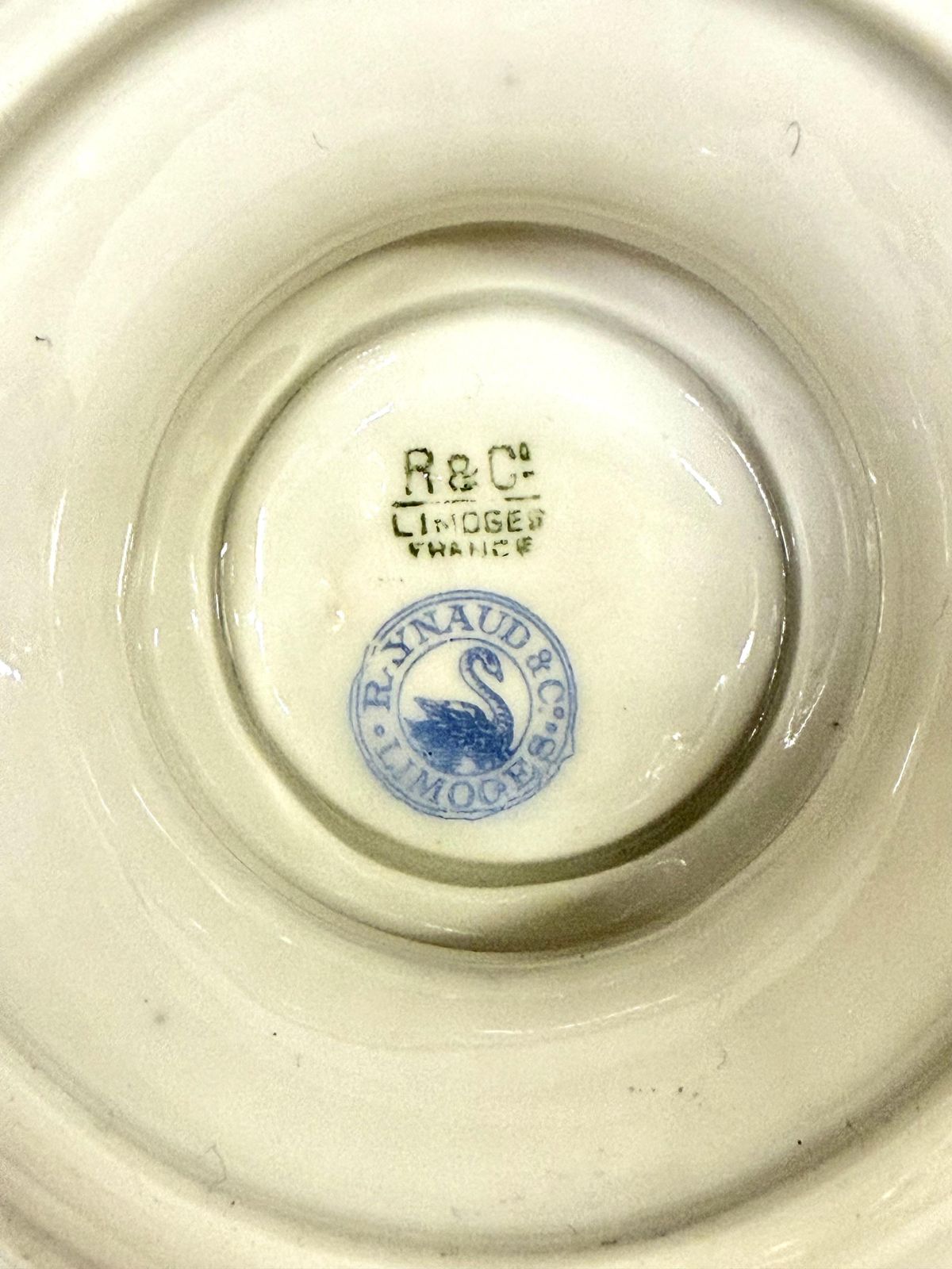 photo for sale Antique French Limoges Bouillon Bowl By Raynaud & Cie, Swan Mark, C. 1895