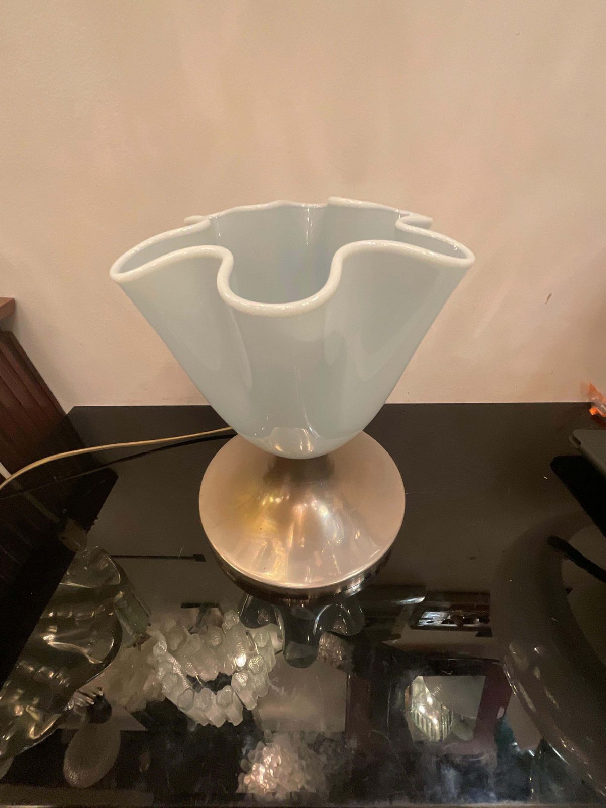 Attribuita A Venini   Lampada Da Tavolo Fazzoletto   Murano 1940 photo vintage