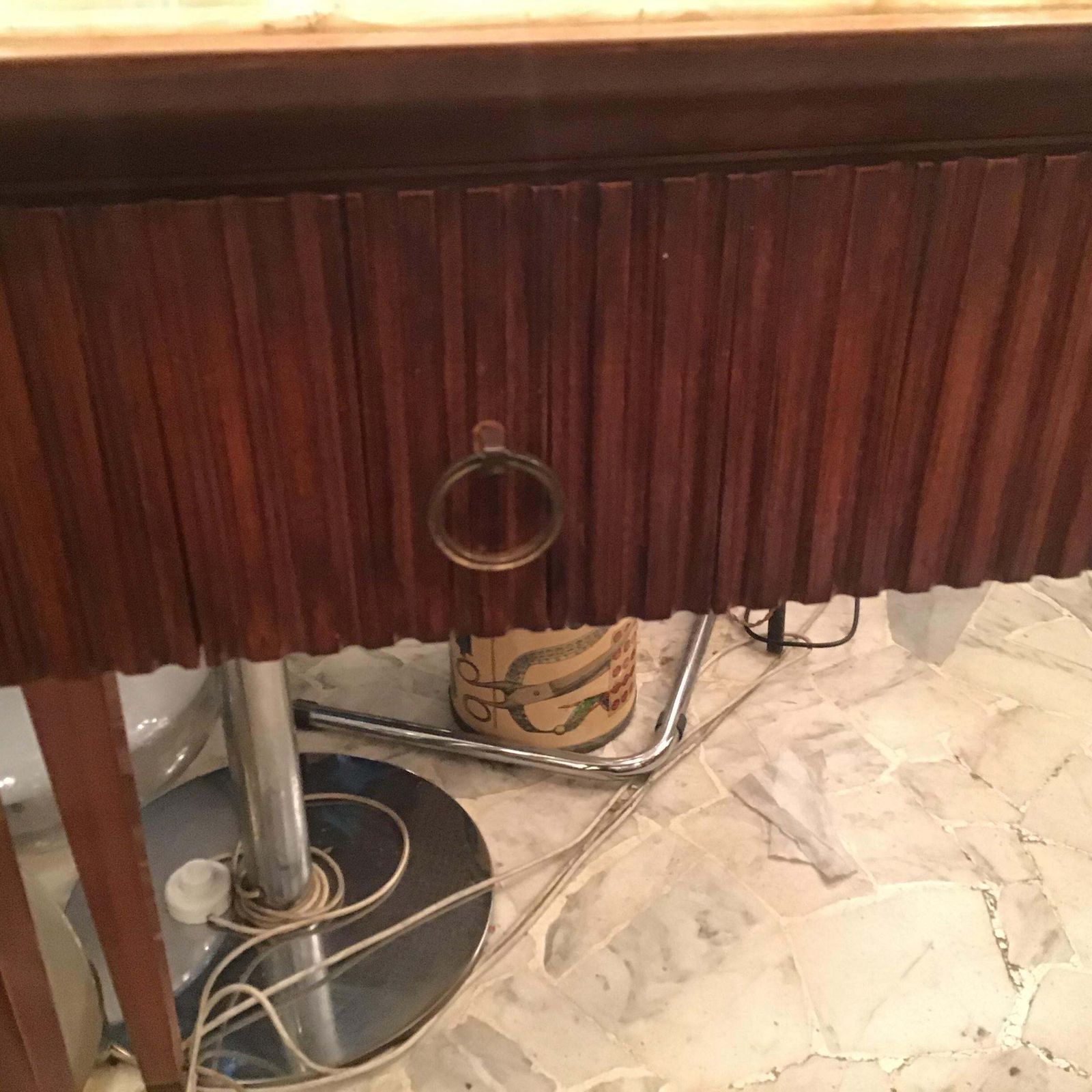 Paolo Buffa Console Brass Wood Marbre 1940 Italy photo for sale