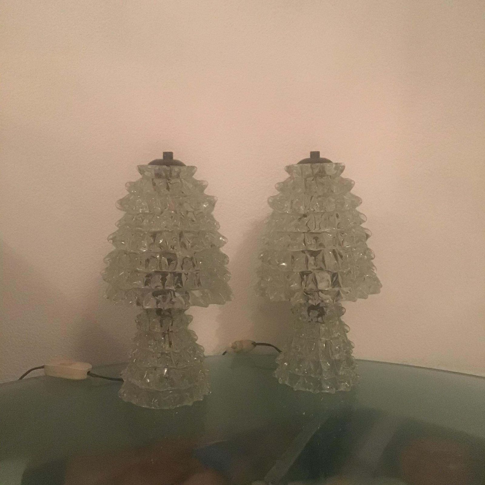 Barovier E Toso  Pair Of "Rostrate" Table Lamps Murano Glass 1940 Italy photo Lighting