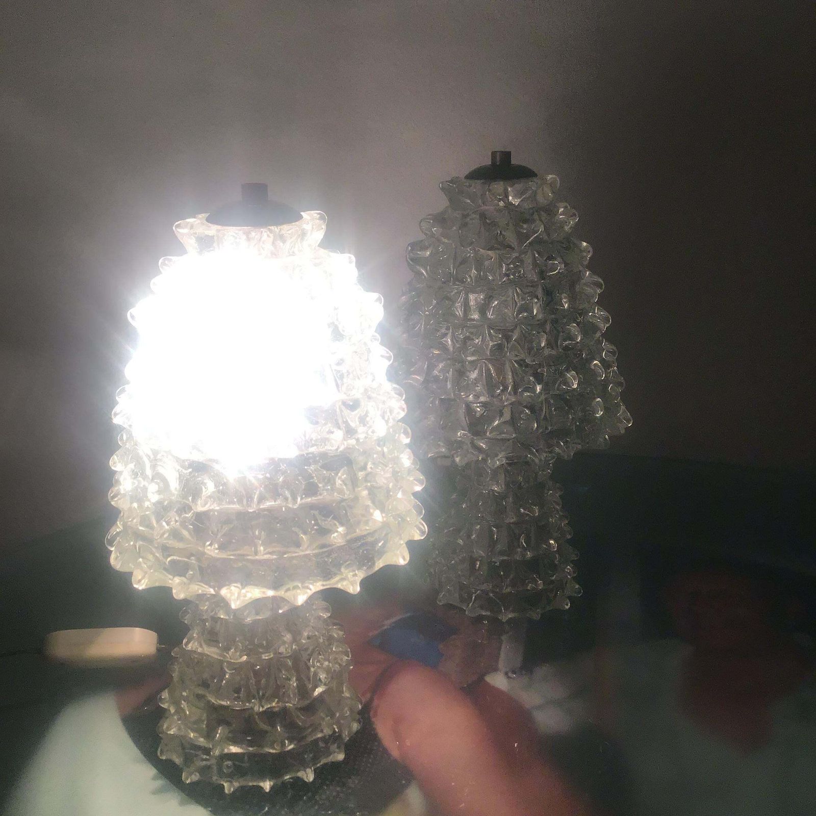 photo furniture Barovier E Toso  Pair Of "Rostrate" Table Lamps Murano Glass 1940 Italy