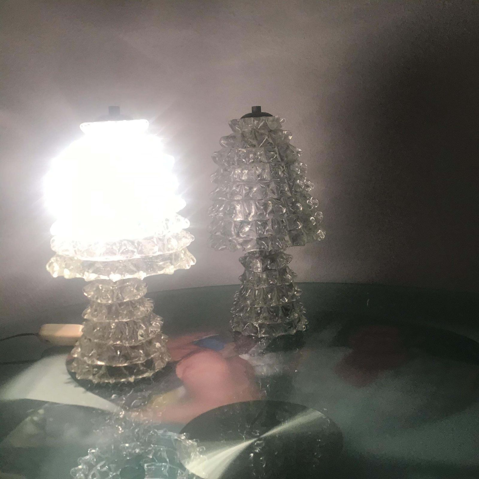 photo buy Barovier E Toso  Pair Of "Rostrate" Table Lamps Murano Glass 1940 Italy