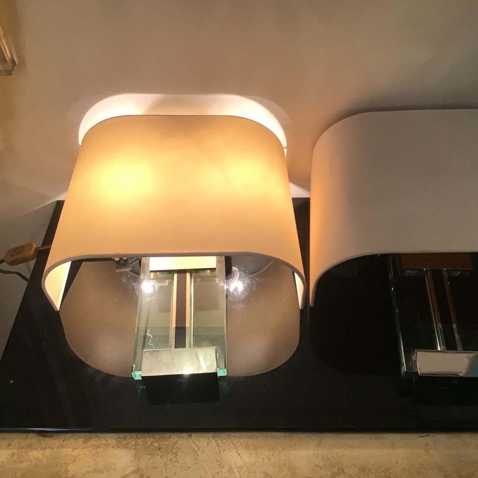 4867.0 Fontana Arte Sconces/Appliques  Metal Crome Glass Lampshade 1968 Italy photo