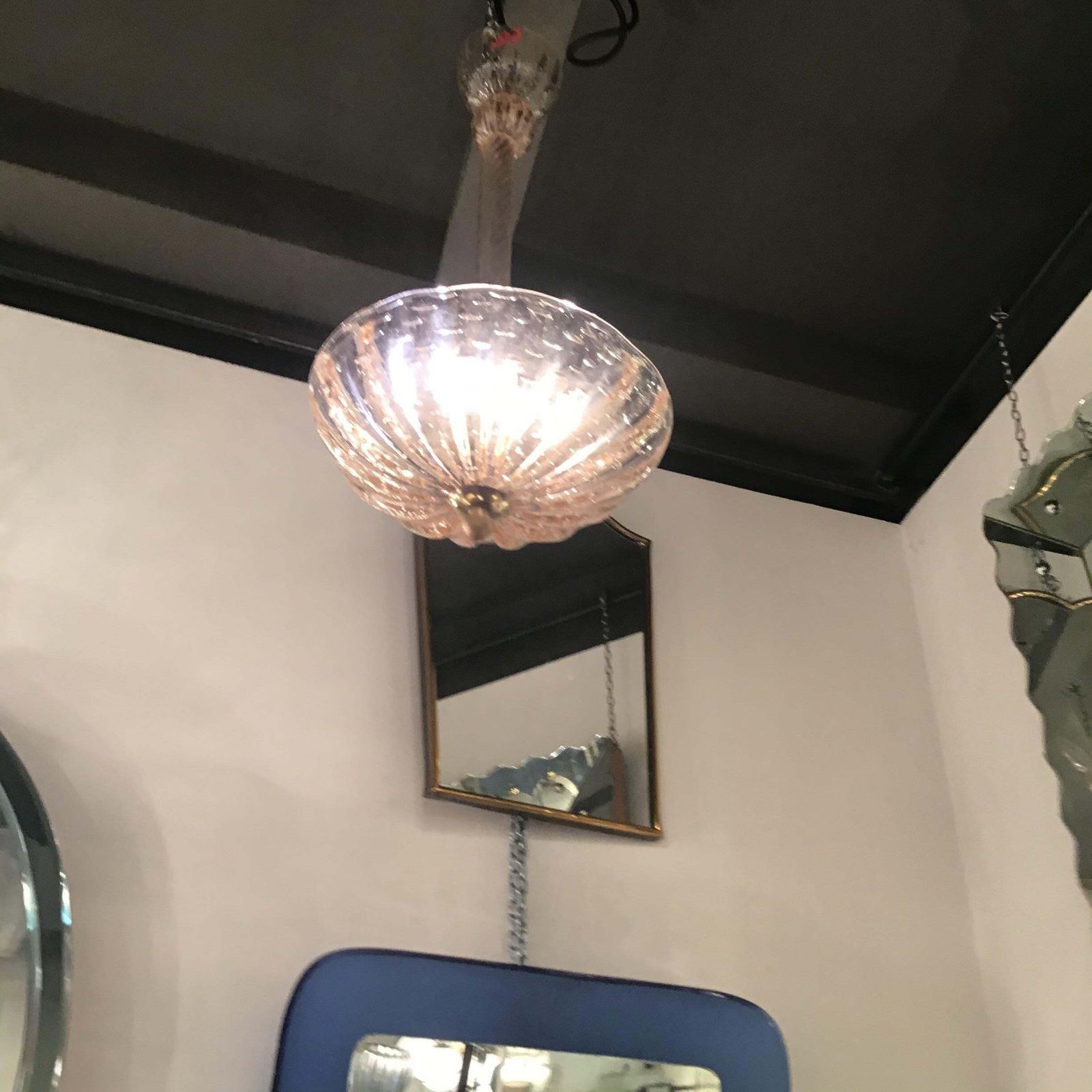 Lighting Barovier And Toso Pink Brass Glass Chandelier From 1940 Italy photo