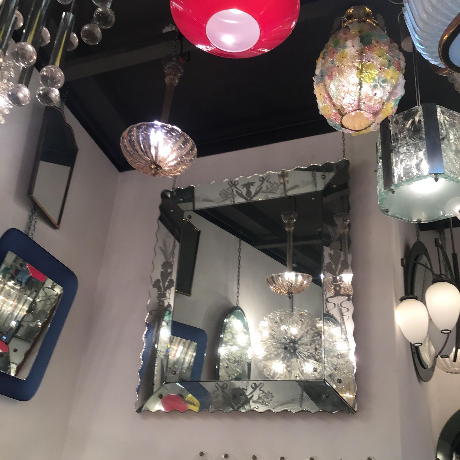 photo vintage Barovier And Toso Pink Brass Glass Chandelier From 1940 Italy