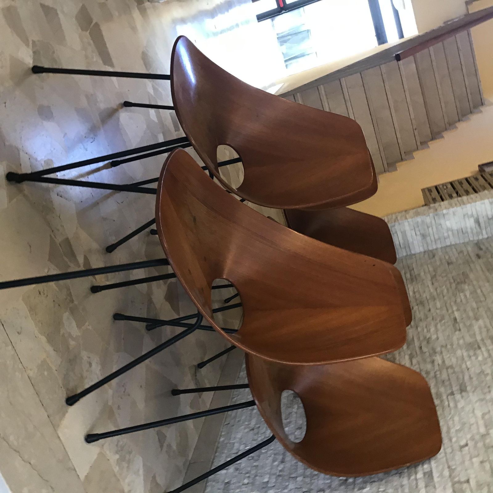 Furniture Medea N 6 Chairs "F.Lli Tagliabue " Brass Iron Wood 1950 Italy photo