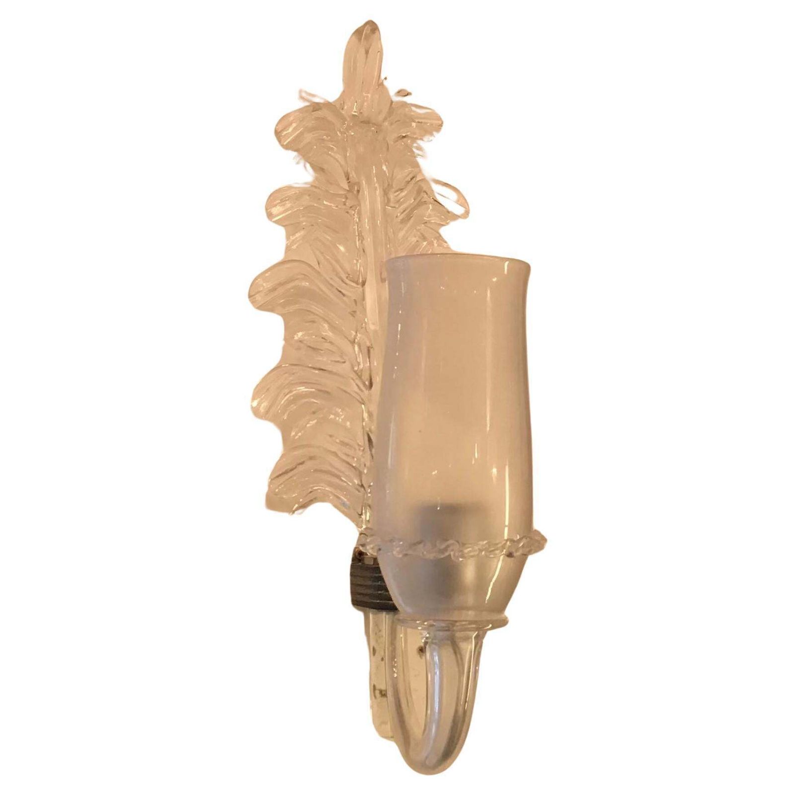 Seguso Vetri D'arte Appliques Murano Glass Metal Crome 1950 Italy