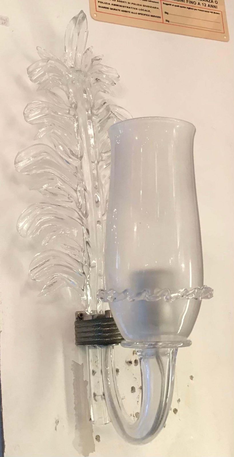 Seguso Vetri D'arte Appliques Murano Glass Metal Crome 1950 Italy photo buy