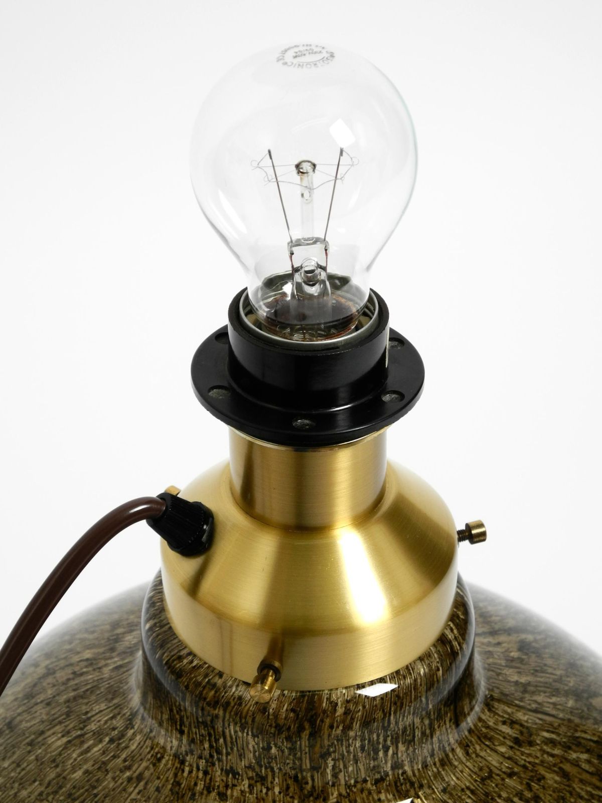 Lighting 70s Putzler Table Lamp With Illuminated Glass Body And Shade Made Of Dupion Silk photo