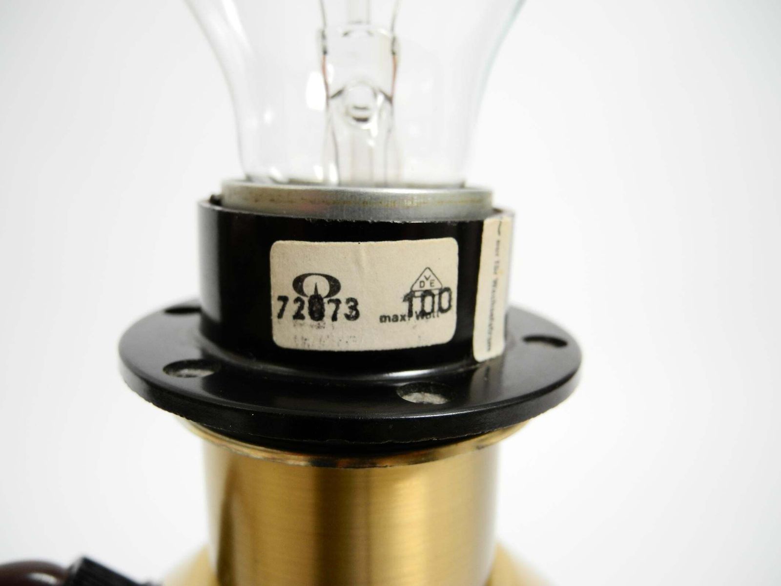 photo vintage 70s Putzler Table Lamp With Illuminated Glass Body And Shade Made Of Dupion Silk