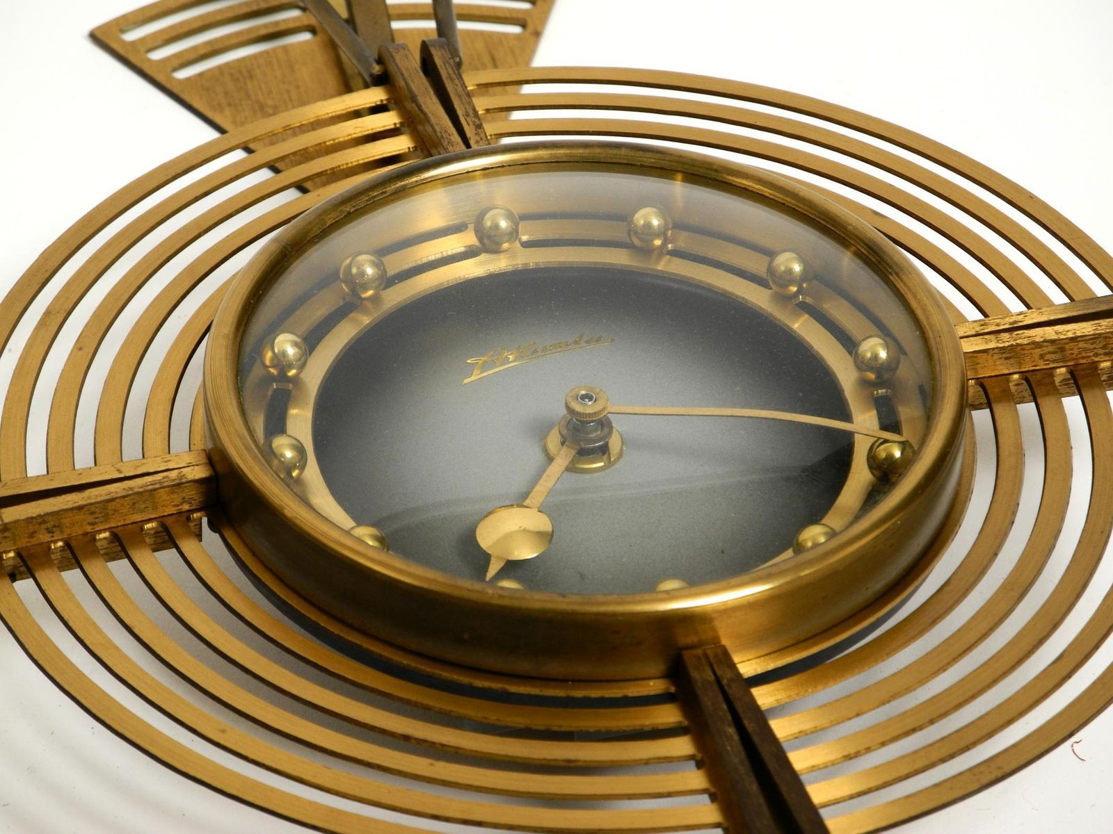 Beautiful Mid Century Atlanta Wall Clock Battery Operated And Made Of Brass photo buy