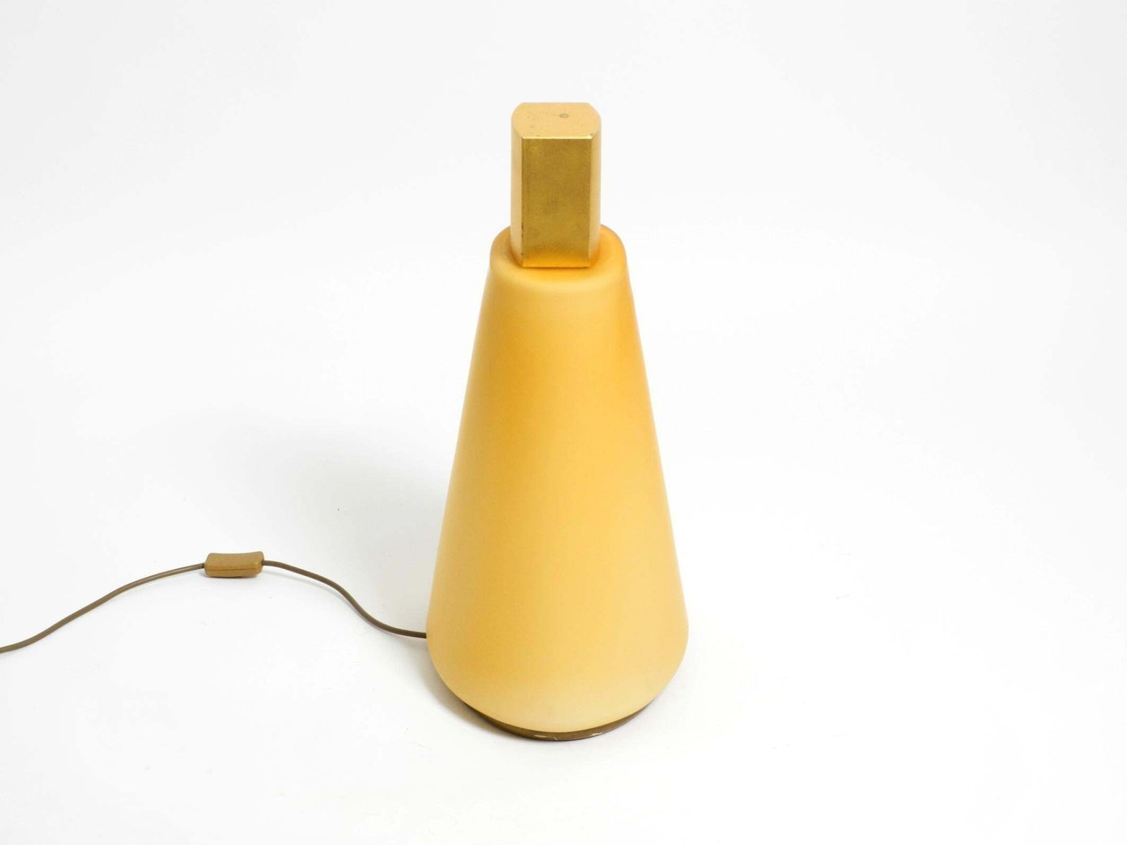 Large Original 90s Postmodern Floor Or Table Lamp Made Of Apricot Flashed Glass photo vinterior