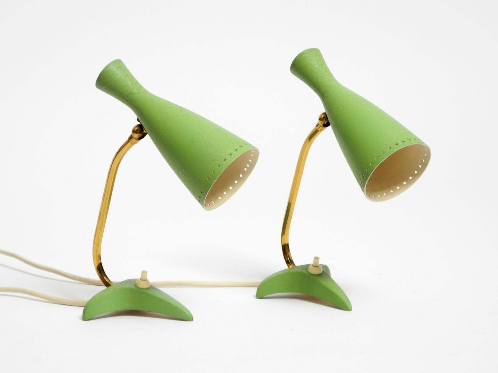 Pair Of Beautiful Green Mid Century Diabolo Crow's Foot Table Lamps From Cosack photo furniture