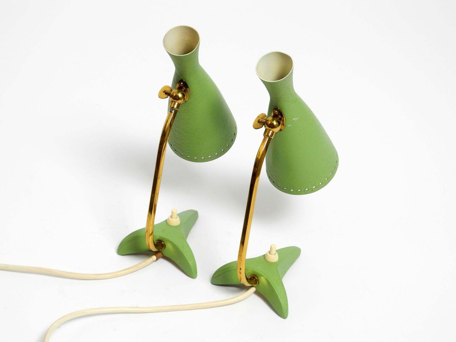 Pair Of Beautiful Green Mid Century Diabolo Crow's Foot Table Lamps From Cosack photo 1912.0