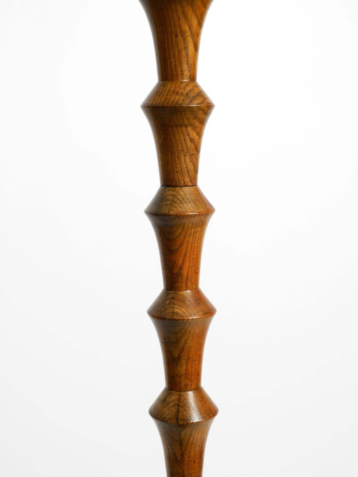 Beautiful Large German 1930s Floor Lamp Made Of Dark Oak Wood Without Shade photo vinterior