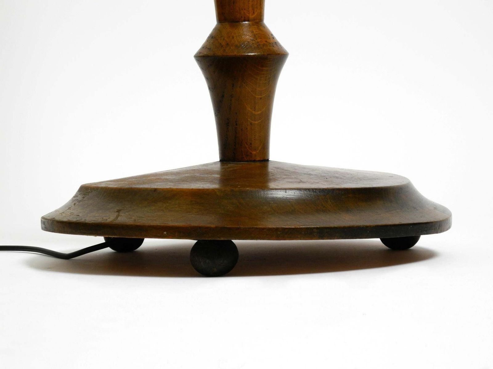 Beautiful Large German 1930s Floor Lamp Made Of Dark Oak Wood Without Shade photo vintage