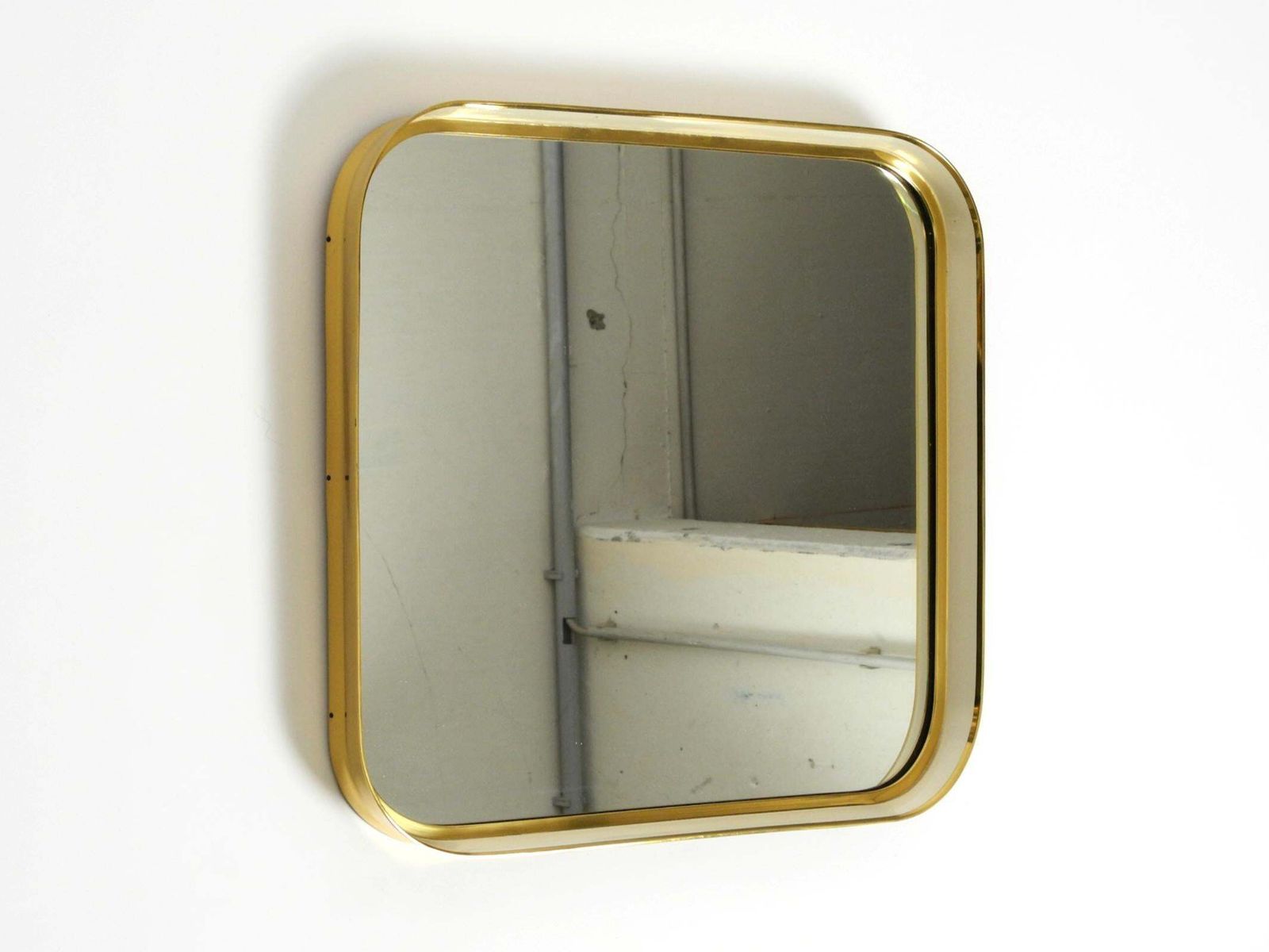 Mid Century Modern Wall Mirror With Heavy Brass Frame By Münchener Zierspiegel photo furniture