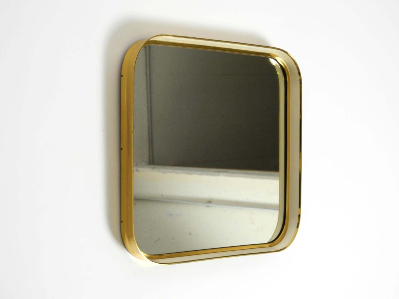 Mid Century Modern Wall Mirror With Heavy Brass Frame By Münchener Zierspiegel photo for sale