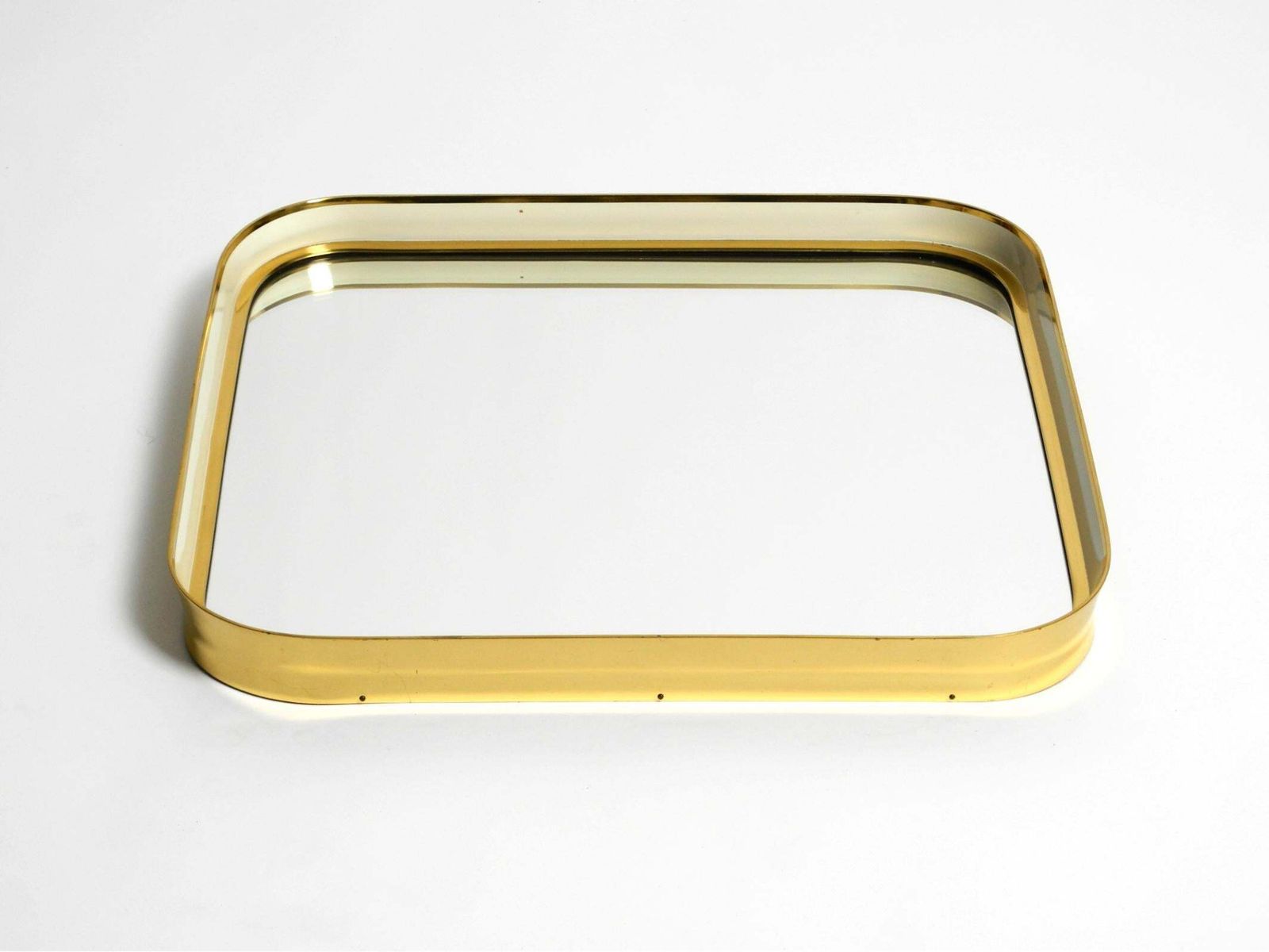 Mid Century Modern Wall Mirror With Heavy Brass Frame By Münchener Zierspiegel photo Home Decor