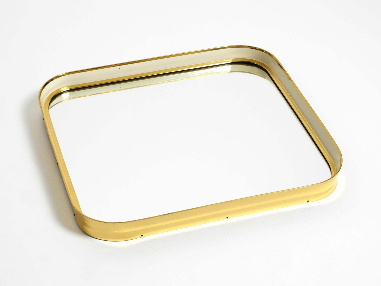 Mid Century Modern Wall Mirror With Heavy Brass Frame By Münchener Zierspiegel photo 1434.0